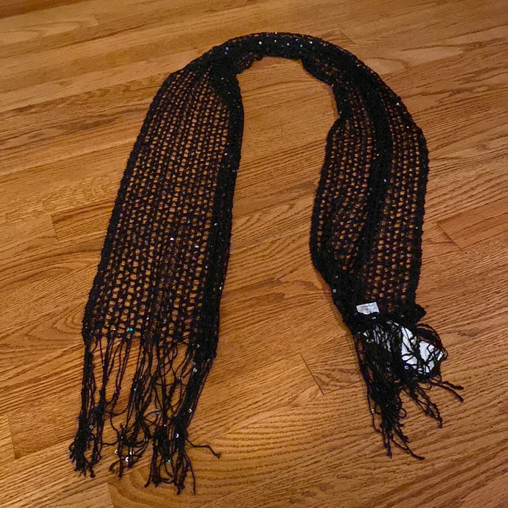 NWT NEW black dress scarf with sequins.